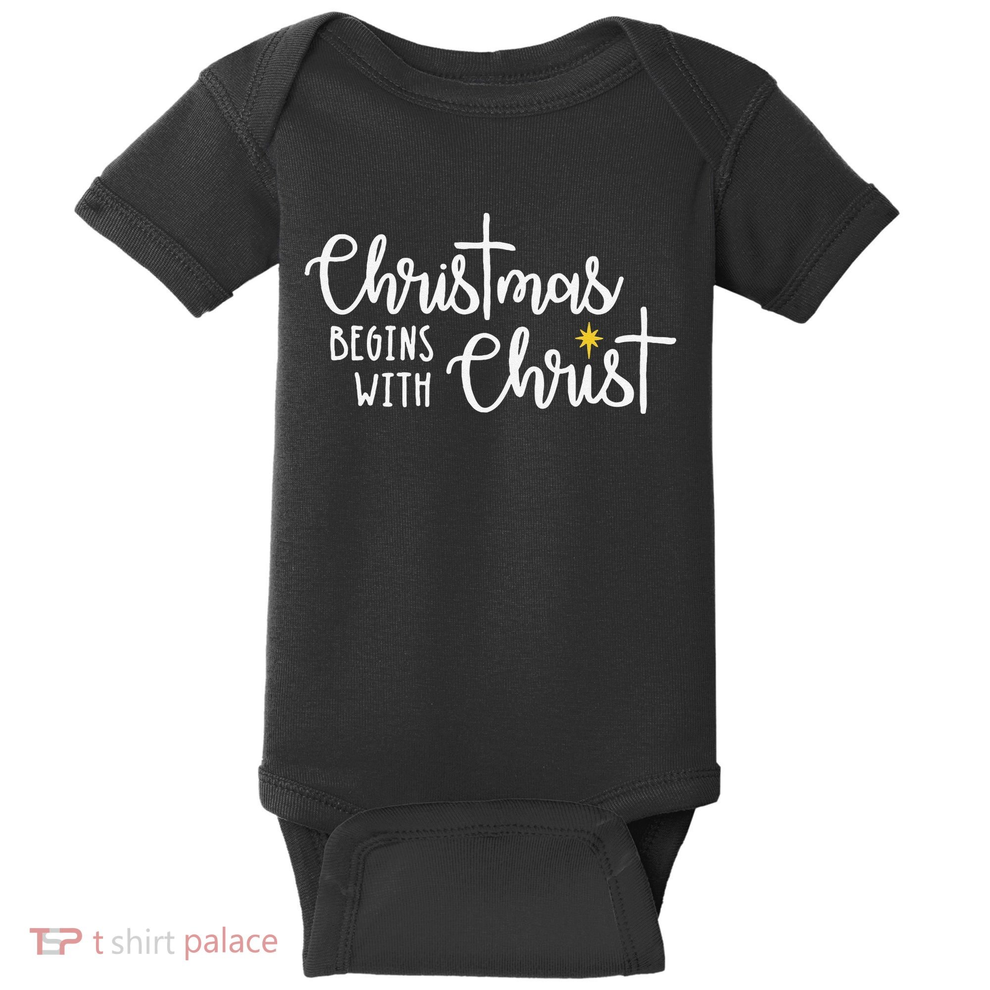 Christmas Begins With Christ Snowman Christian Religious Baby Bodysuit