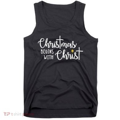 Christmas Begins With Christ Snowman Christian Religious Tank Top