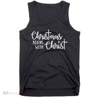 Christmas Begins With Christ Snowman Christian Religious Tank Top thumb 0
