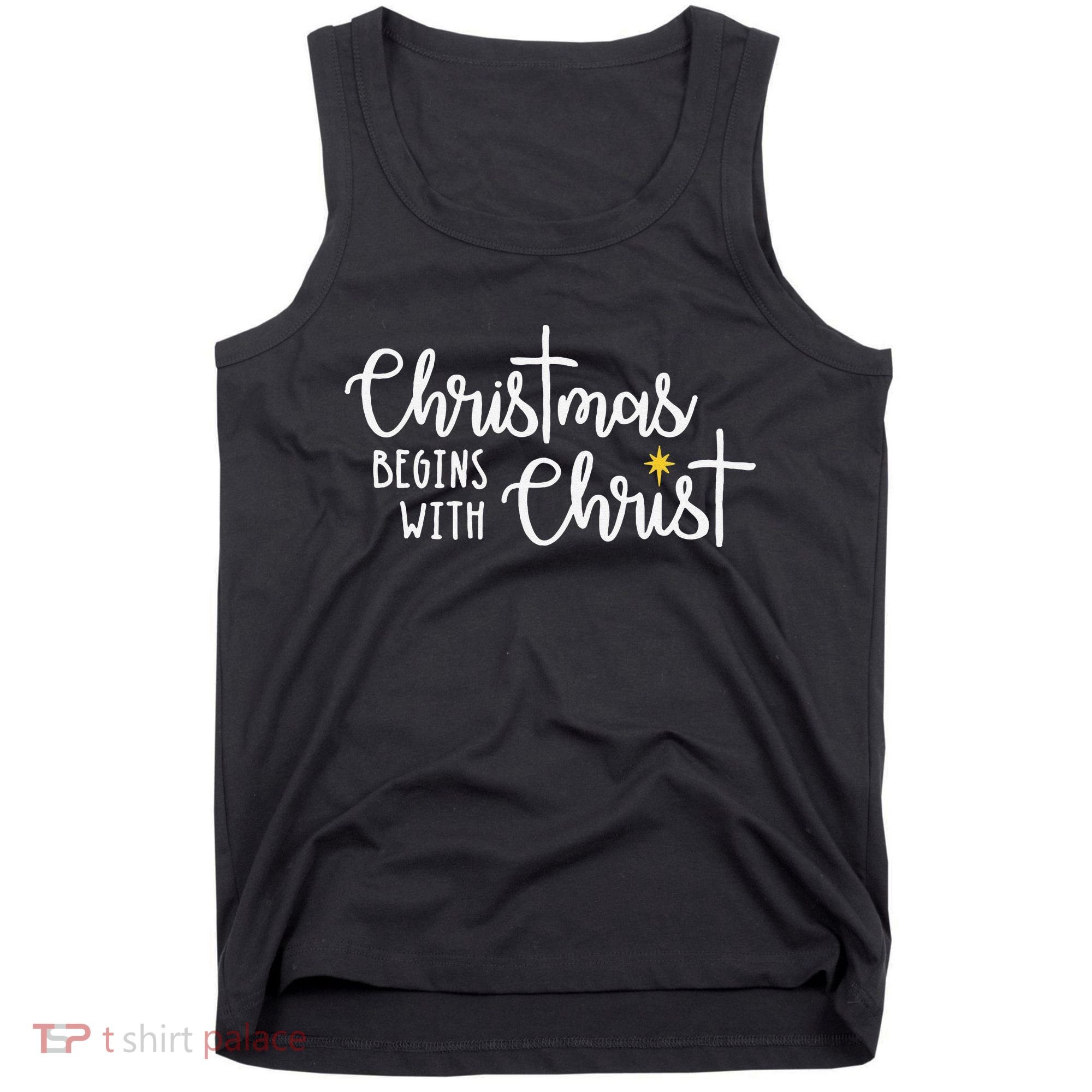 Christmas Begins With Christ Snowman Christian Religious Tank Top
