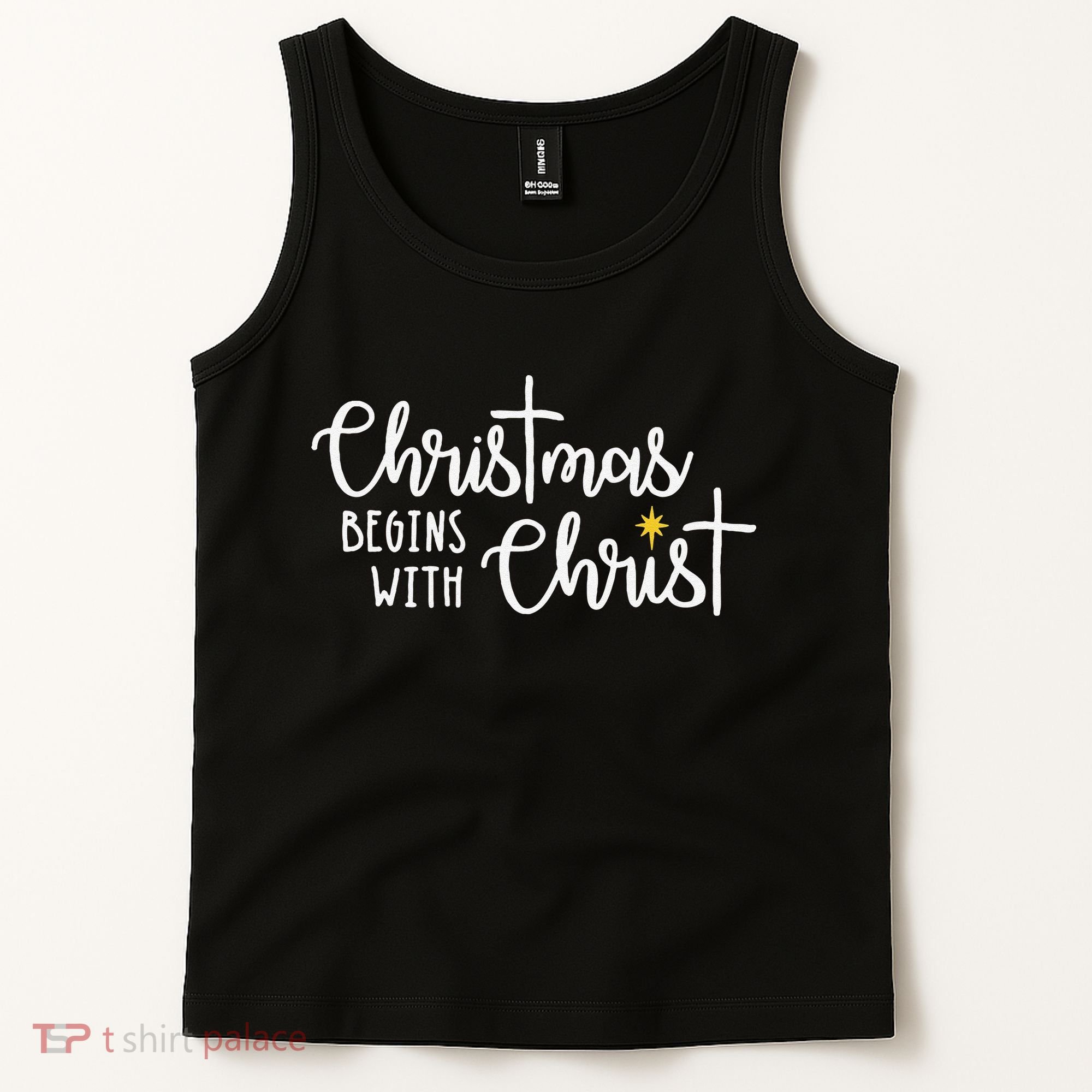 Christmas Begins With Christ Snowman Christian Religious Tank Top