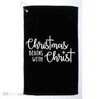 Christmas Begins With Christ Snowman Christian Religious Golf Towel thumb 0