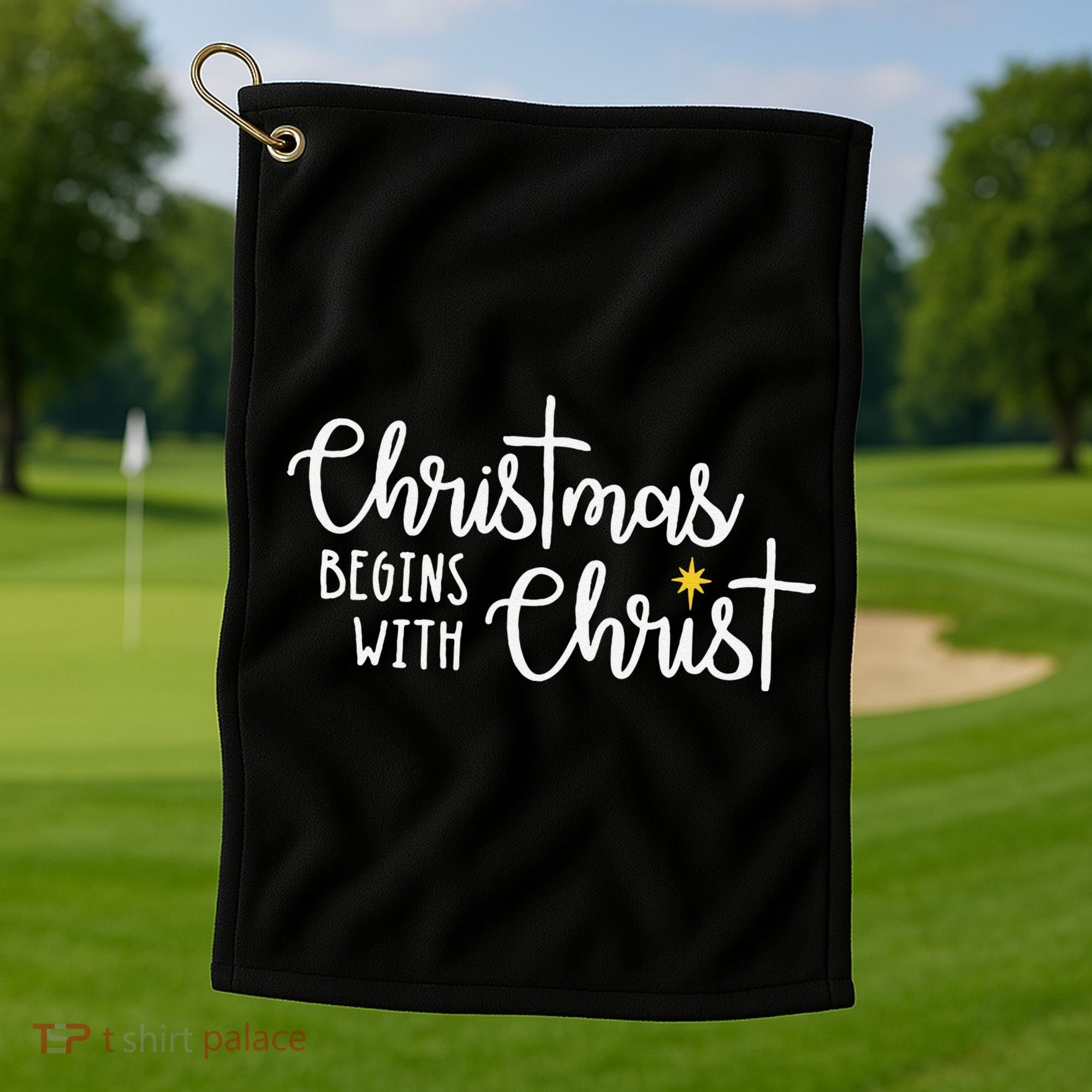 Christmas Begins With Christ Snowman Christian Religious Golf Towel