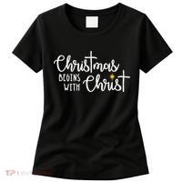 Christmas Begins With Christ Snowman Christian Religious Women's T-Shirt thumb 0