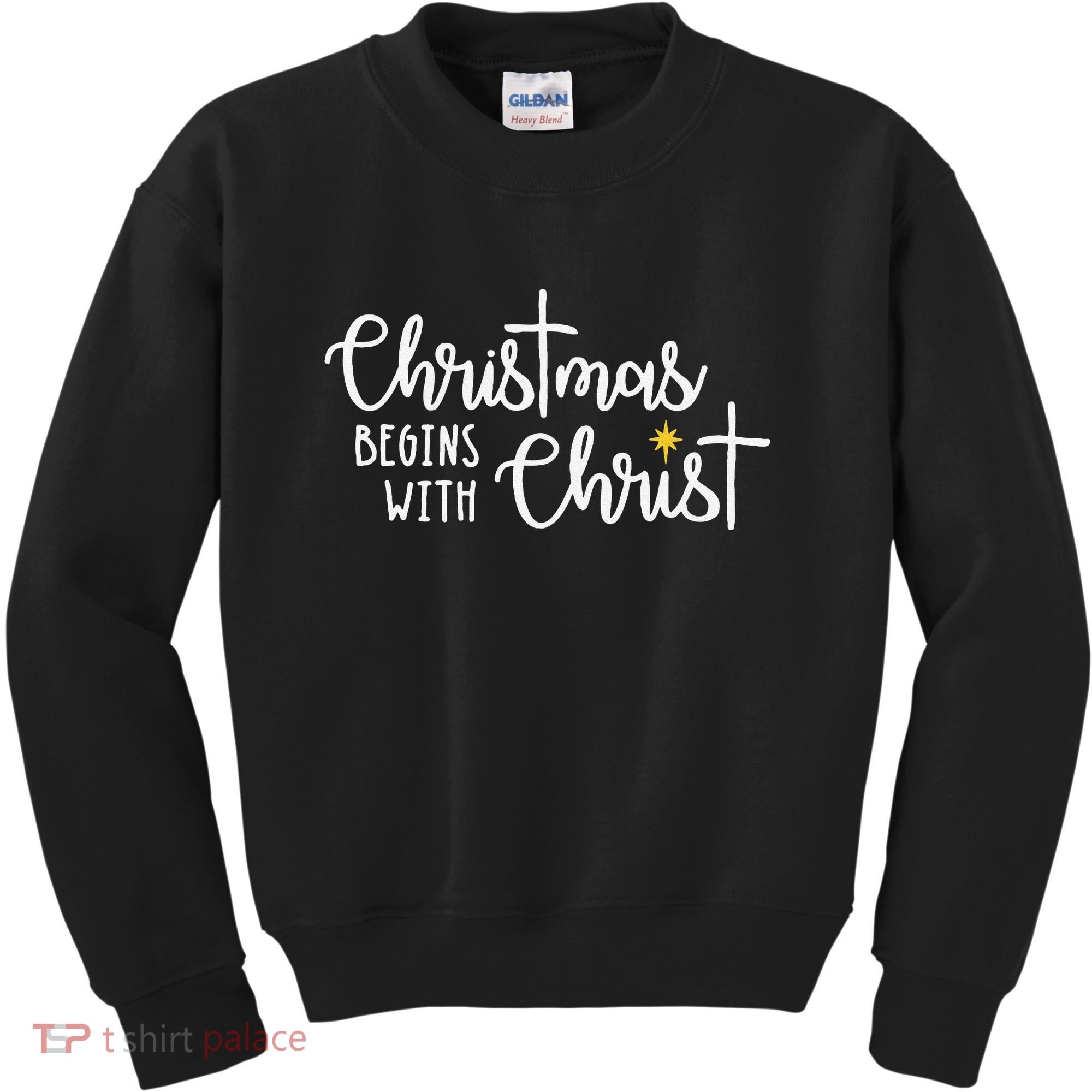 Christmas Begins With Christ Snowman Christian Religious Kids Sweatshirt