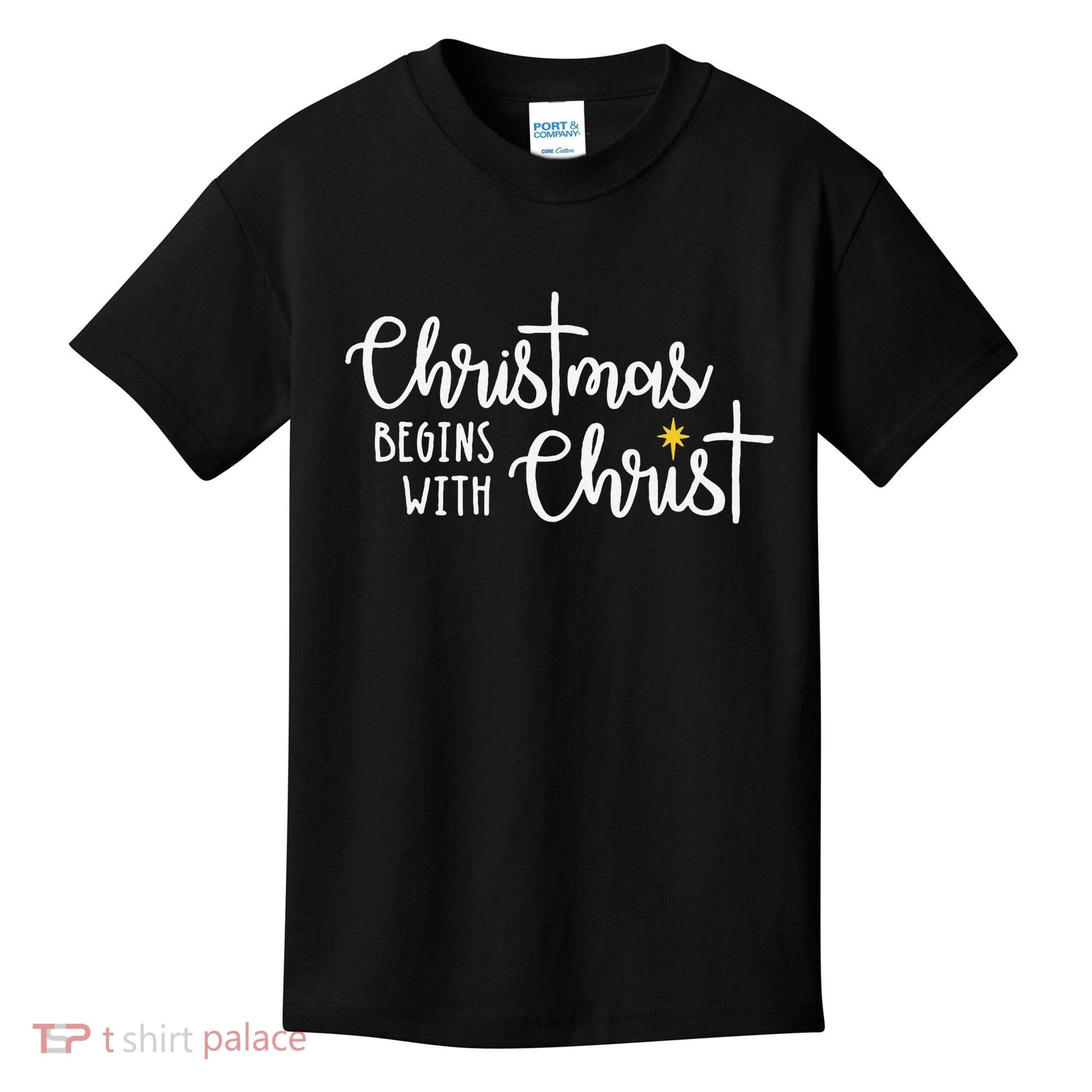 Christmas Begins With Christ Snowman Christian Religious Kids T-Shirt