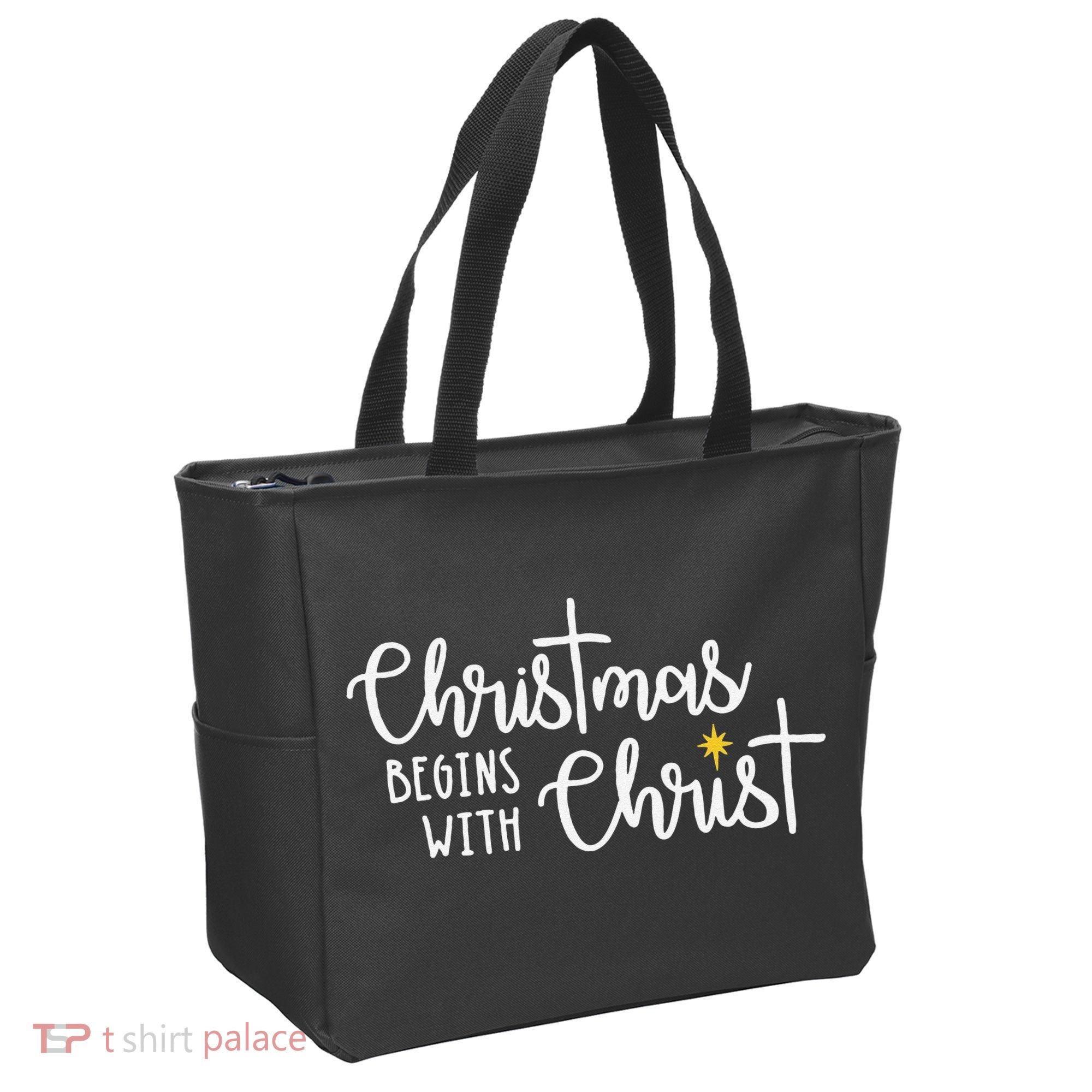 Christmas Begins With Christ Snowman Christian Religious Tote Bag
