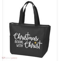 Christmas Begins With Christ Snowman Christian Religious Tote Bag thumb 3