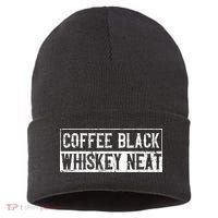 Coffee Black Whiskey Funny Neat Bourbon Whisky Scotch Sustainable Knit Beanie thumb 0