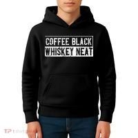 Coffee Black Whiskey Funny Neat Bourbon Whisky Scotch Kids Hoodie thumb 4