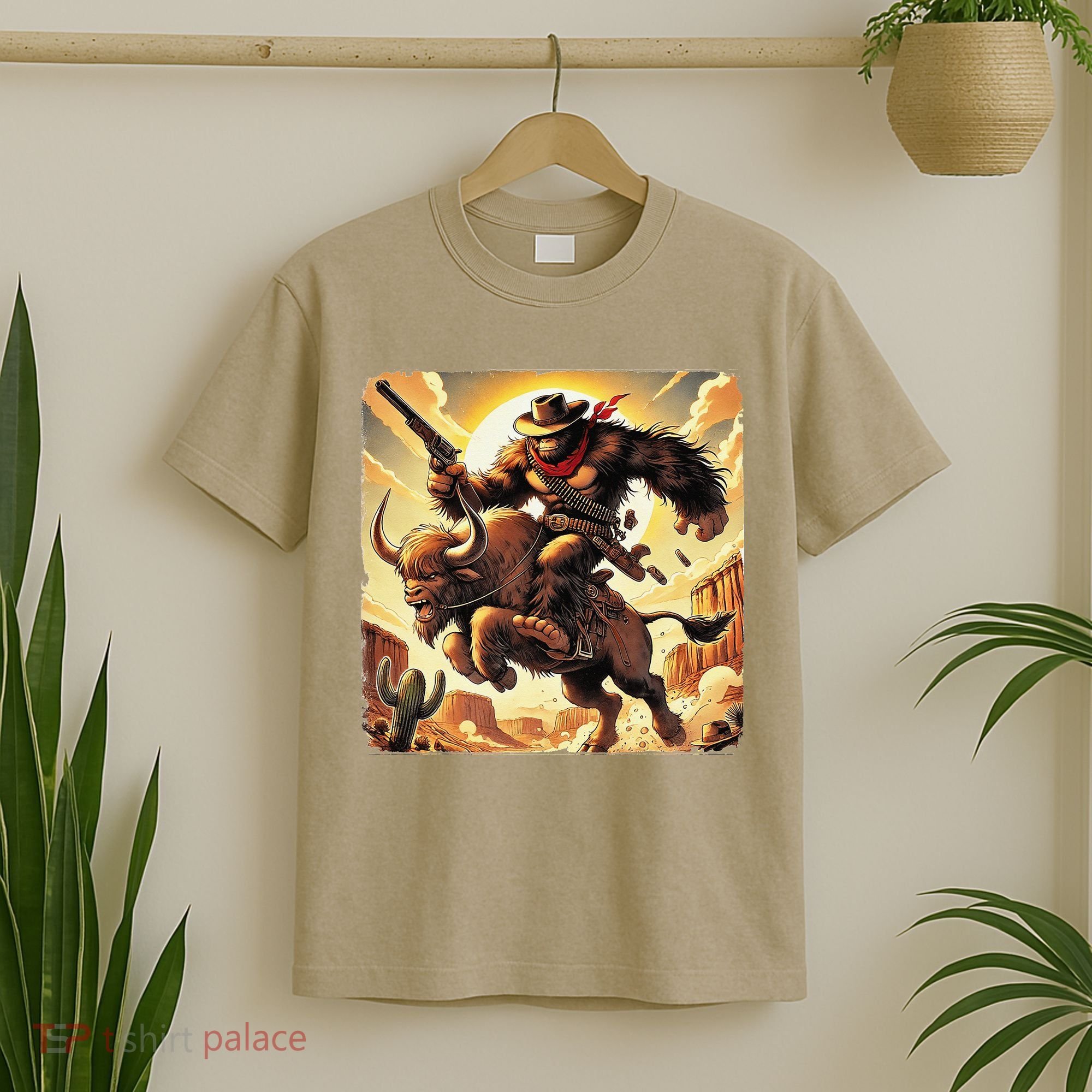Cowboy Bigfoot Western Vintage Rodeo Graphic Poster T-Shirt