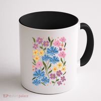 Cute Boho Wildflower Floral Pattern Coffee Mug thumb 1