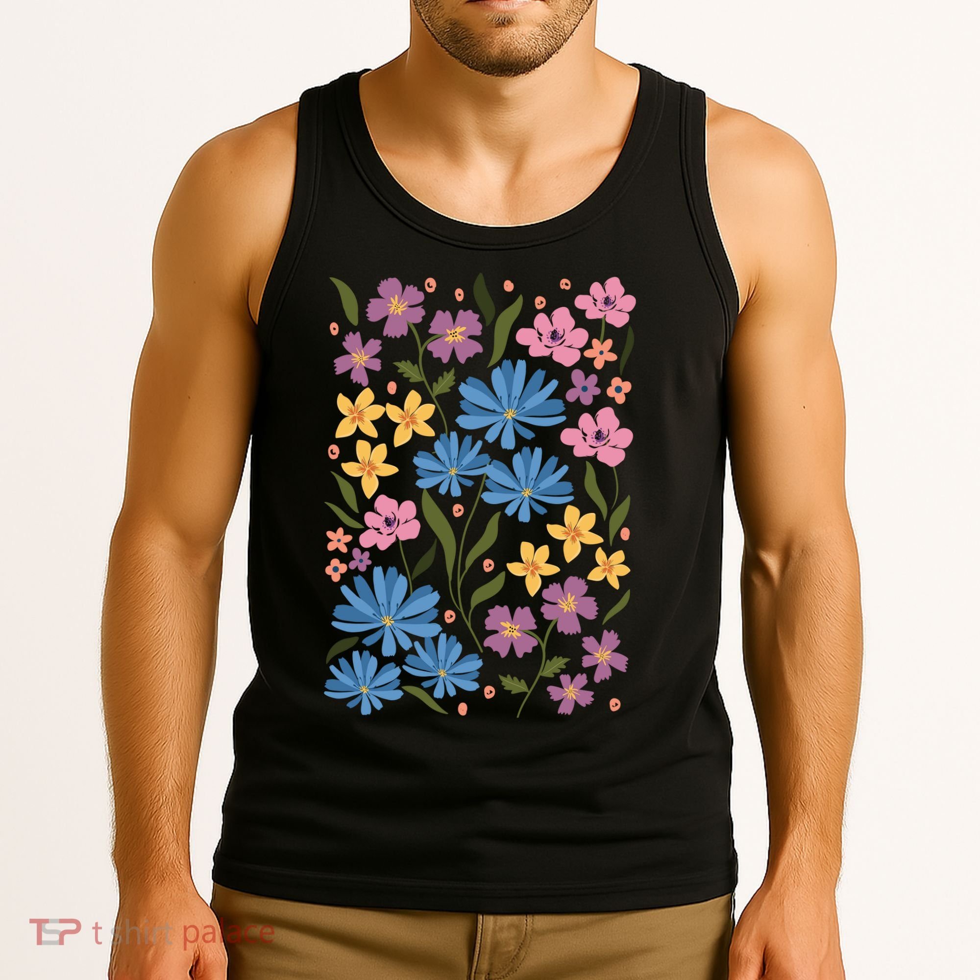 Cute Boho Wildflower Floral Pattern Tank Top