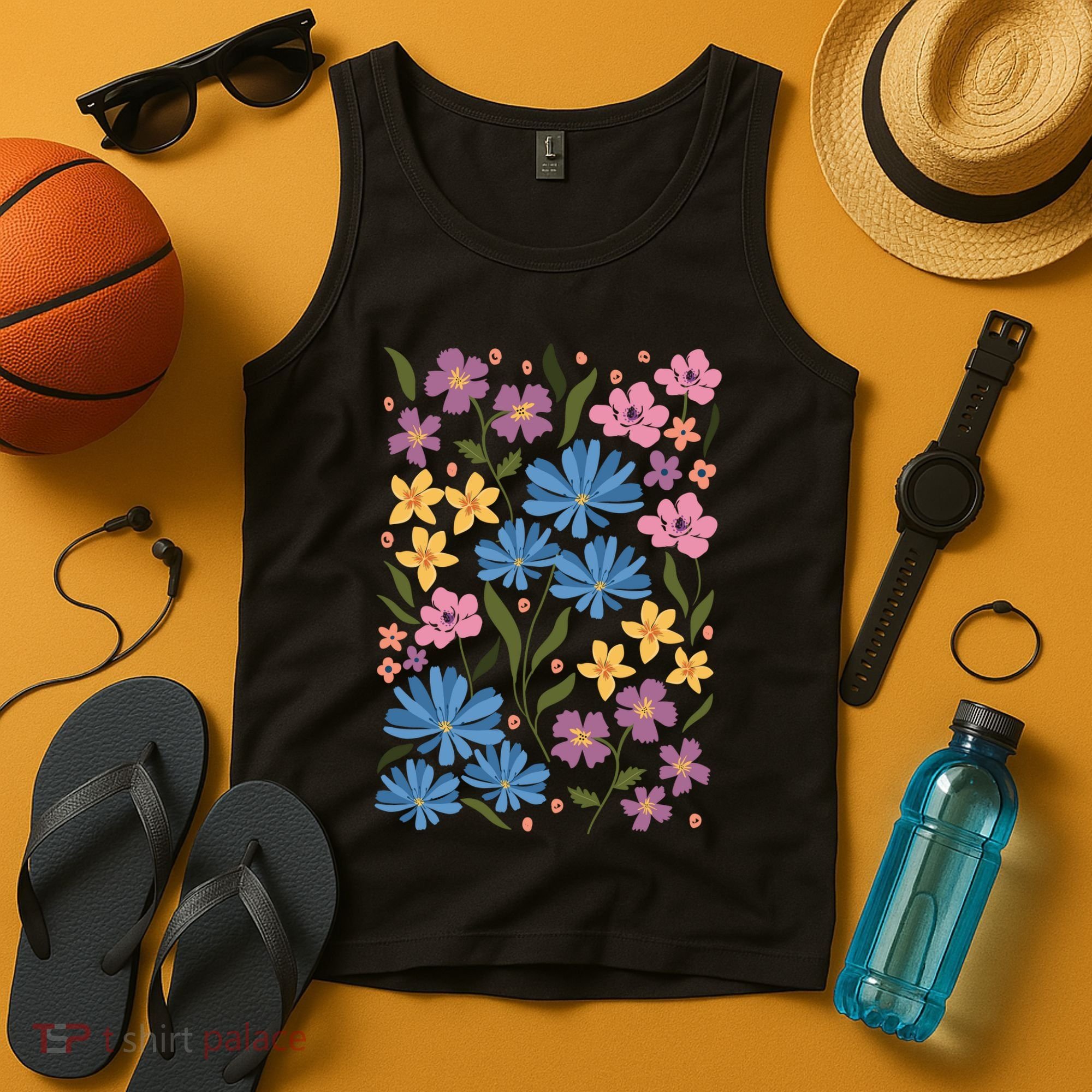 Cute Boho Wildflower Floral Pattern Tank Top