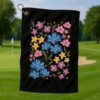 Cute Boho Wildflower Floral Pattern Golf Towel thumb 1