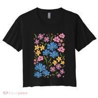 Cute Boho Wildflower Floral Pattern Women's Crop Top Tee thumb 0