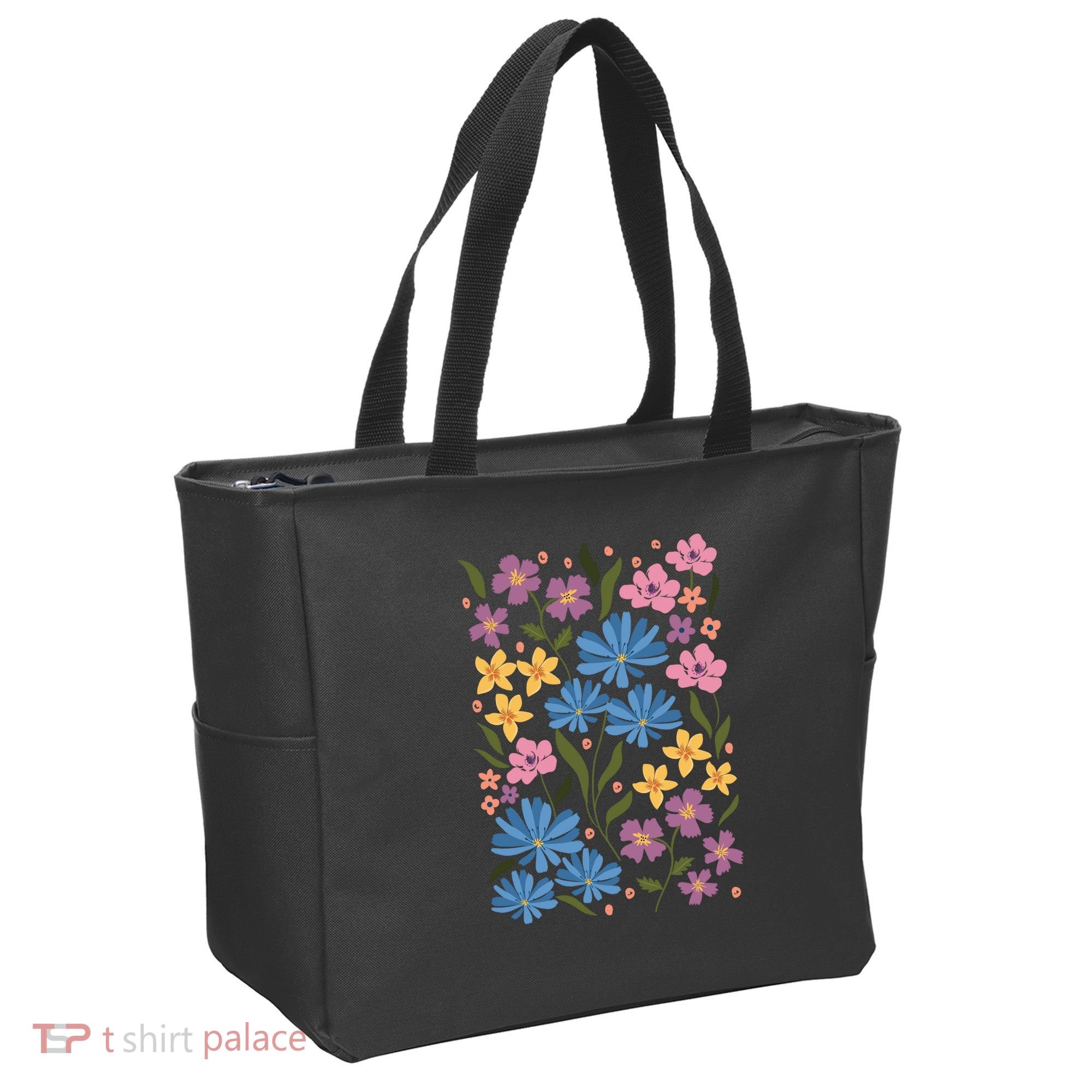 Cute Boho Wildflower Floral Pattern Tote Bag
