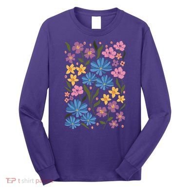Cute Boho Wildflower Floral Pattern Long Sleeve Shirt