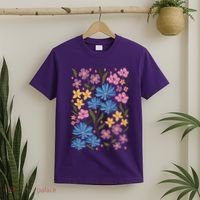 Cute Boho Wildflower Floral Pattern T-Shirt thumb 2