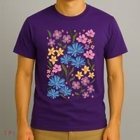 Cute Boho Wildflower Floral Pattern T-Shirt thumb 3
