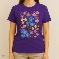Cute Boho Wildflower Floral Pattern T-Shirt thumb 4