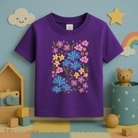 Cute Boho Wildflower Floral Pattern Toddler T-Shirt thumb 3