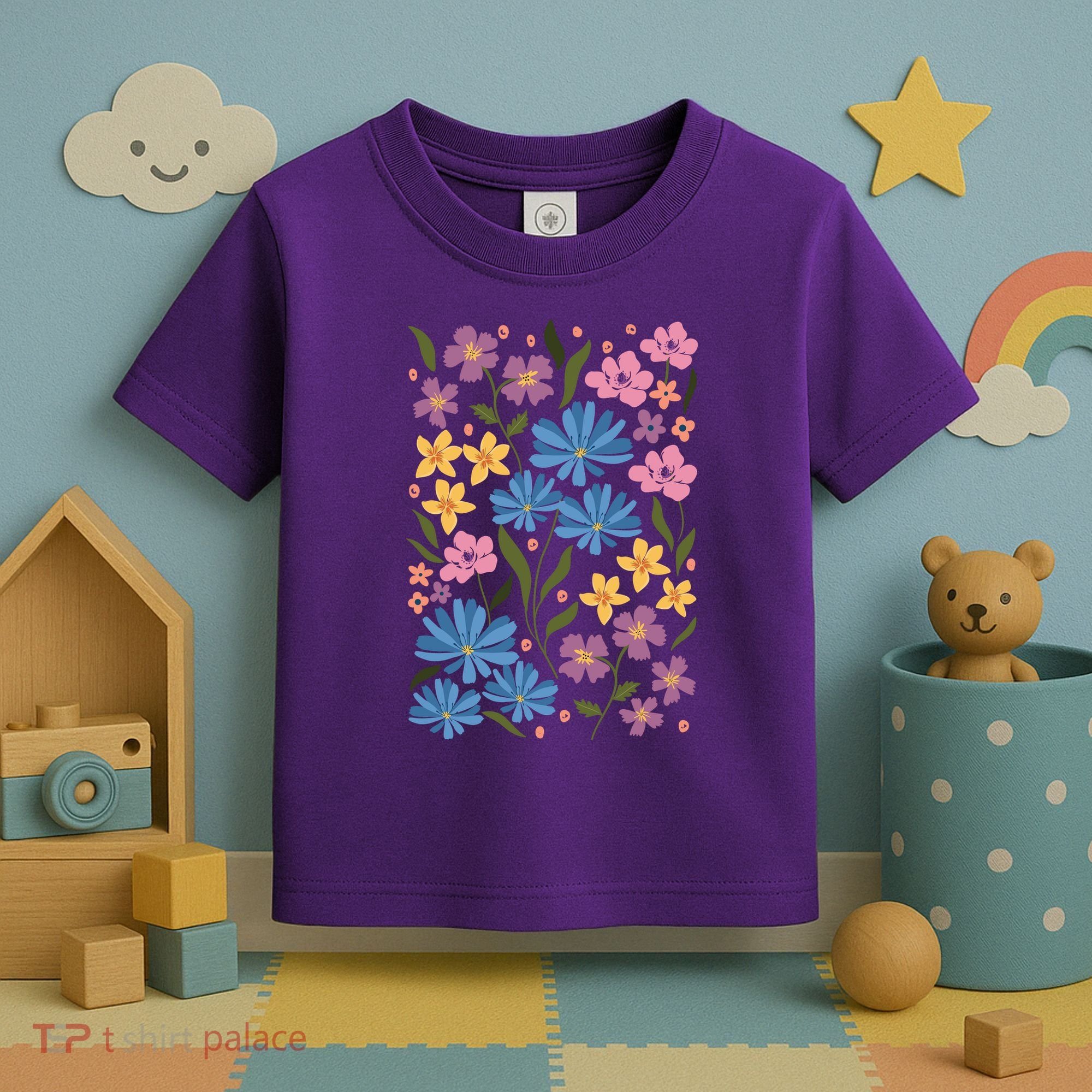 Cute Boho Wildflower Floral Pattern Toddler T-Shirt