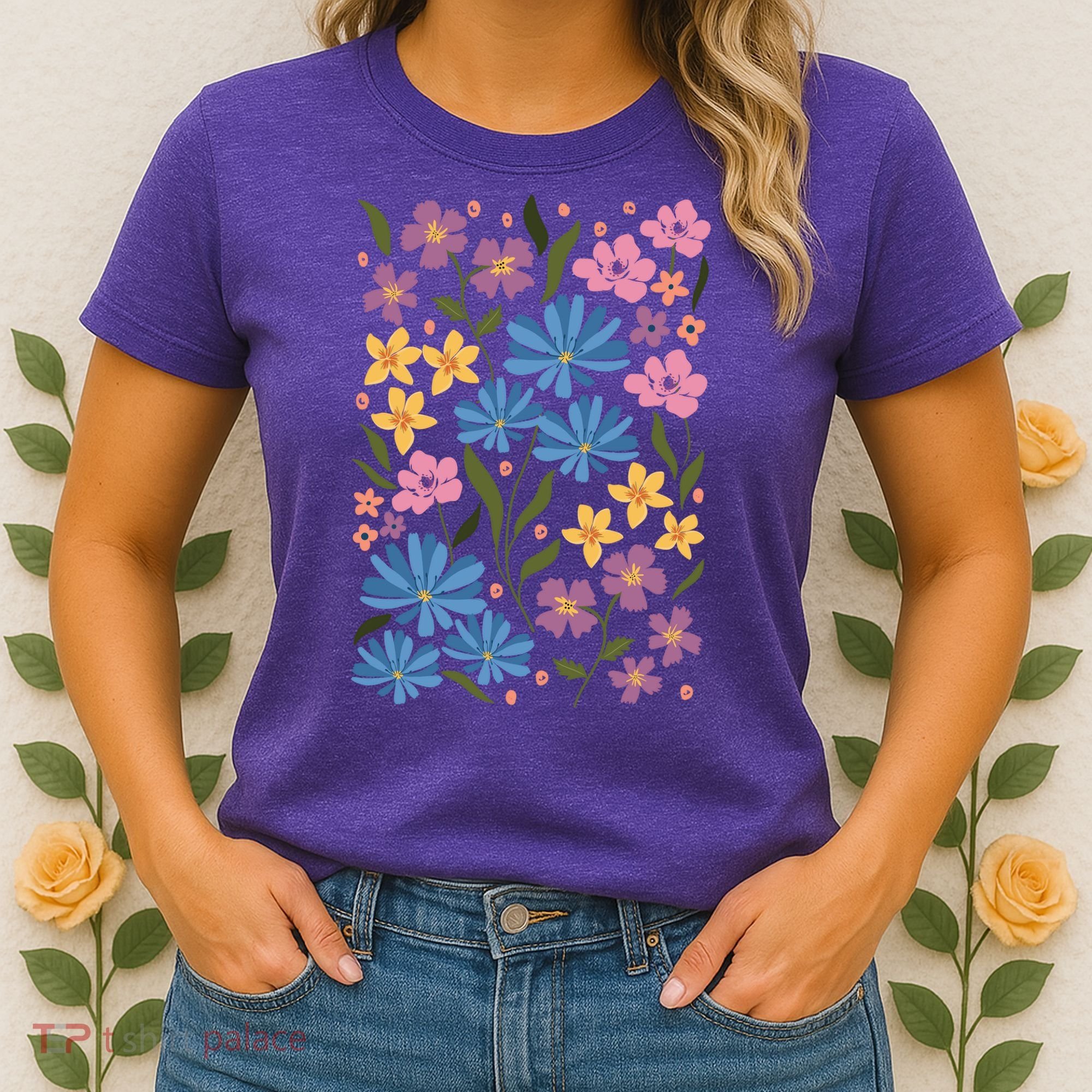 Cute Boho Wildflower Floral Pattern Women's T-Shirt