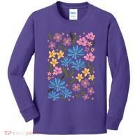 Cute Boho Wildflower Floral Pattern Kids Long Sleeve Shirt thumb 0