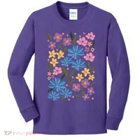 Cute Boho Wildflower Floral Pattern Kids Long Sleeve Shirt thumb 0
