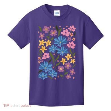 Cute Boho Wildflower Floral Pattern Kids T-Shirt