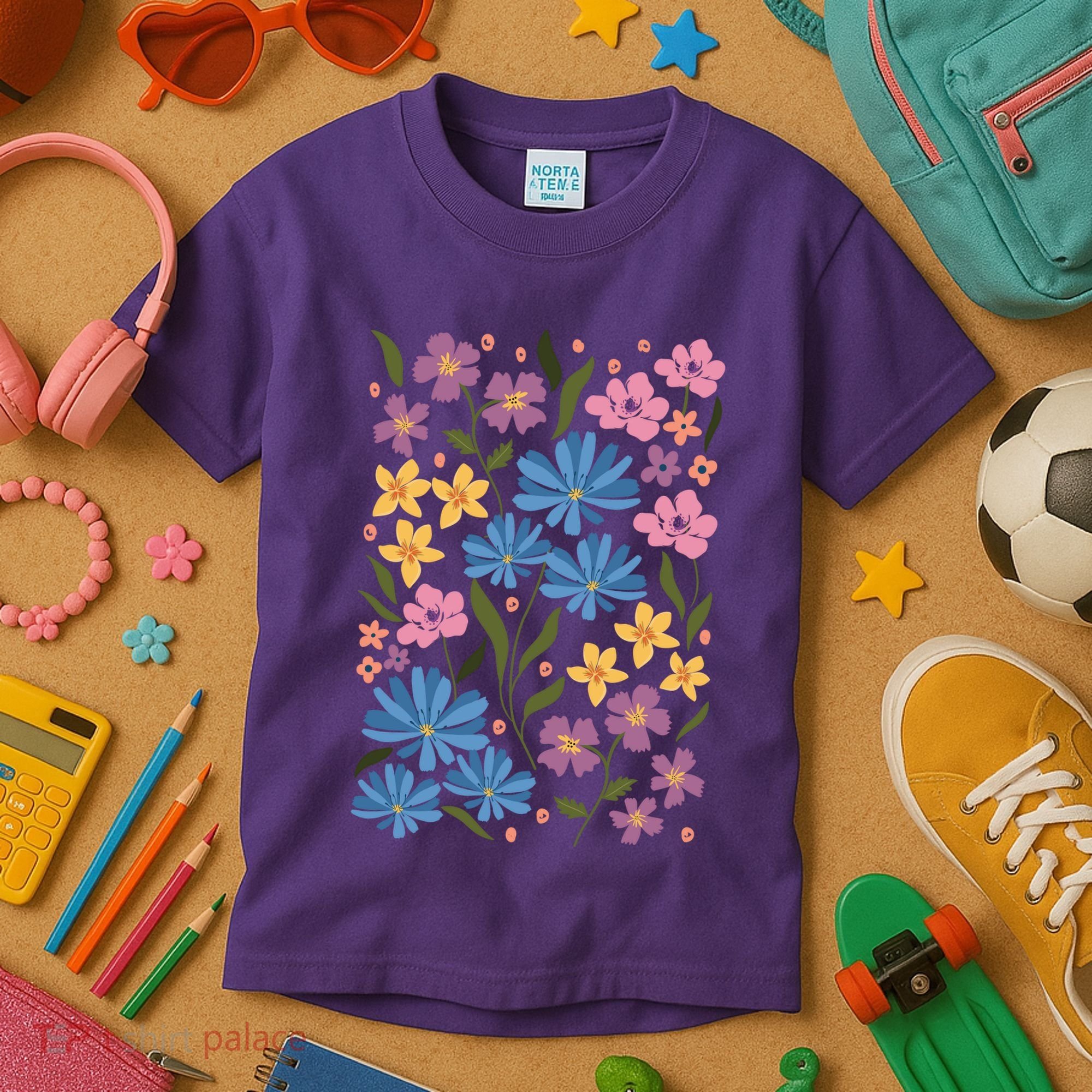 Cute Boho Wildflower Floral Pattern Kids T-Shirt