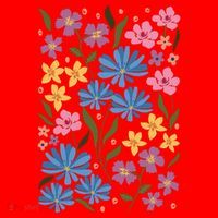 Cute Boho Wildflower Floral Pattern Santa Hat thumb 1