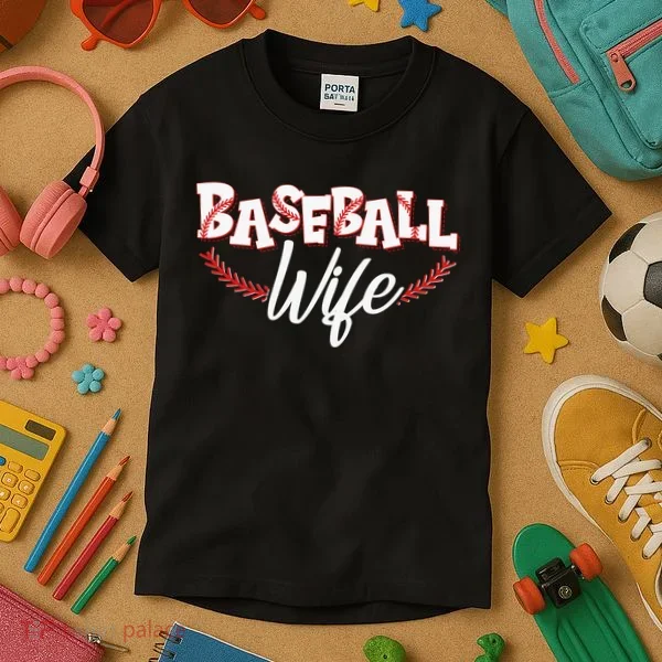 Cute Baseball Wife Kids T-Shirt