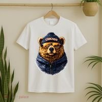 Cool Bear With Beanie Sunglasses Vintage Chicago T-Shirt thumb 2
