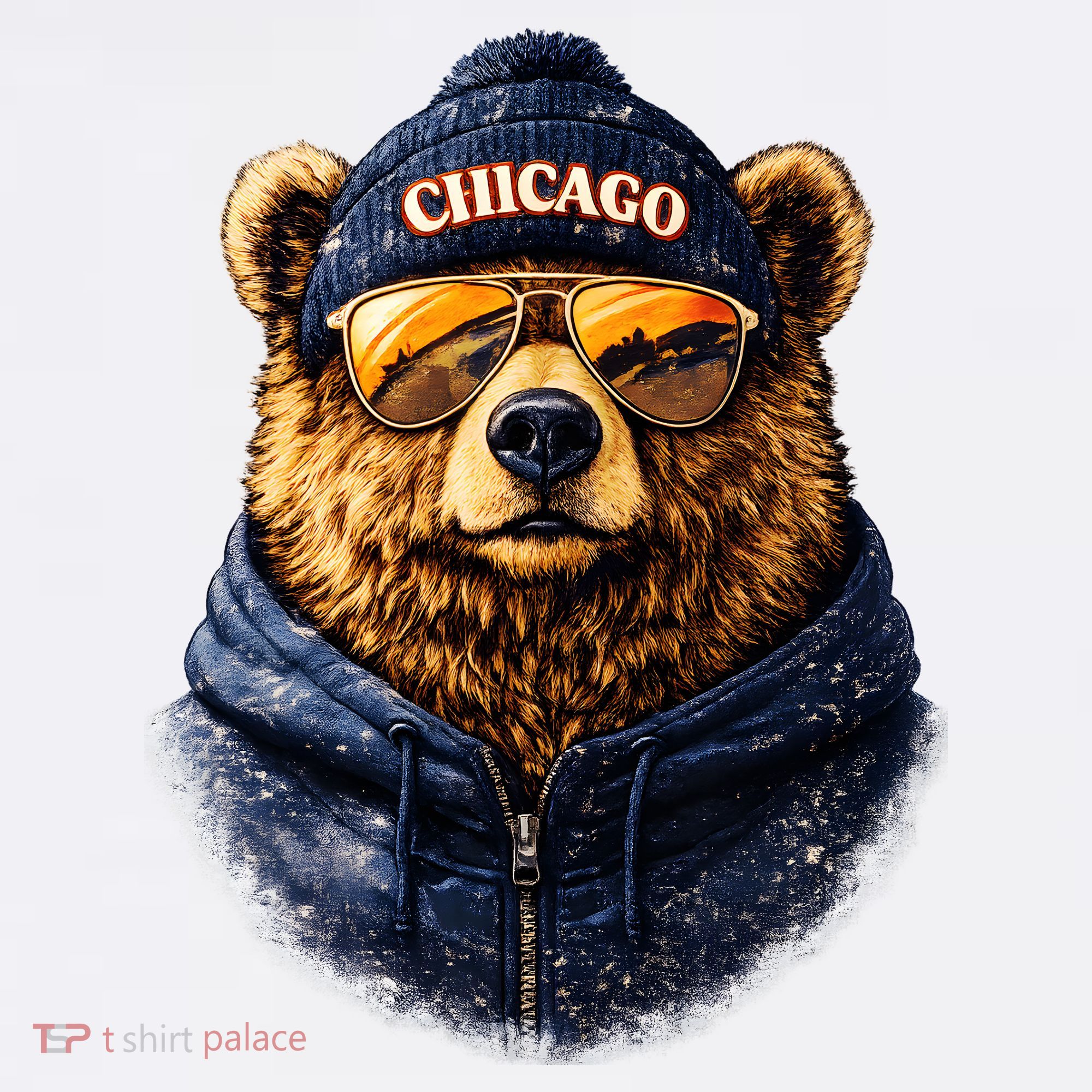 Cool Bear With Beanie Sunglasses Vintage Chicago T-Shirt