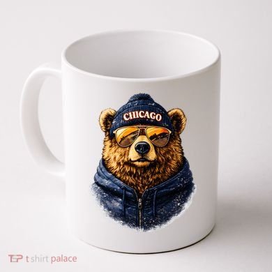 Cool Bear With Beanie Sunglasses Vintage Chicago Coffee Mug