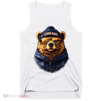 Cool Bear With Beanie Sunglasses Vintage Chicago Tank Top