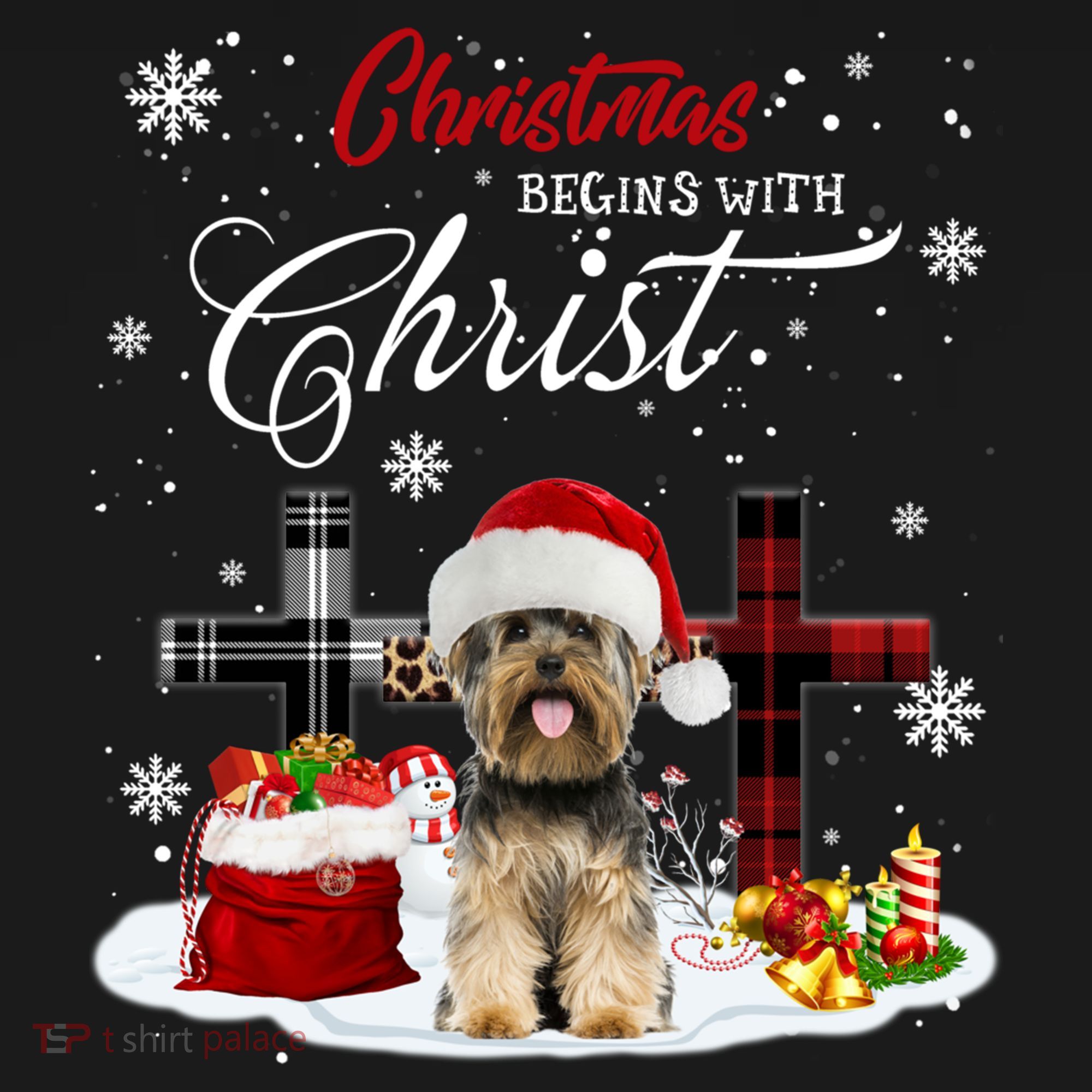 Christmas Begins With Christ Yorkie Christmas Cross Cute Gift Women's Hoodie