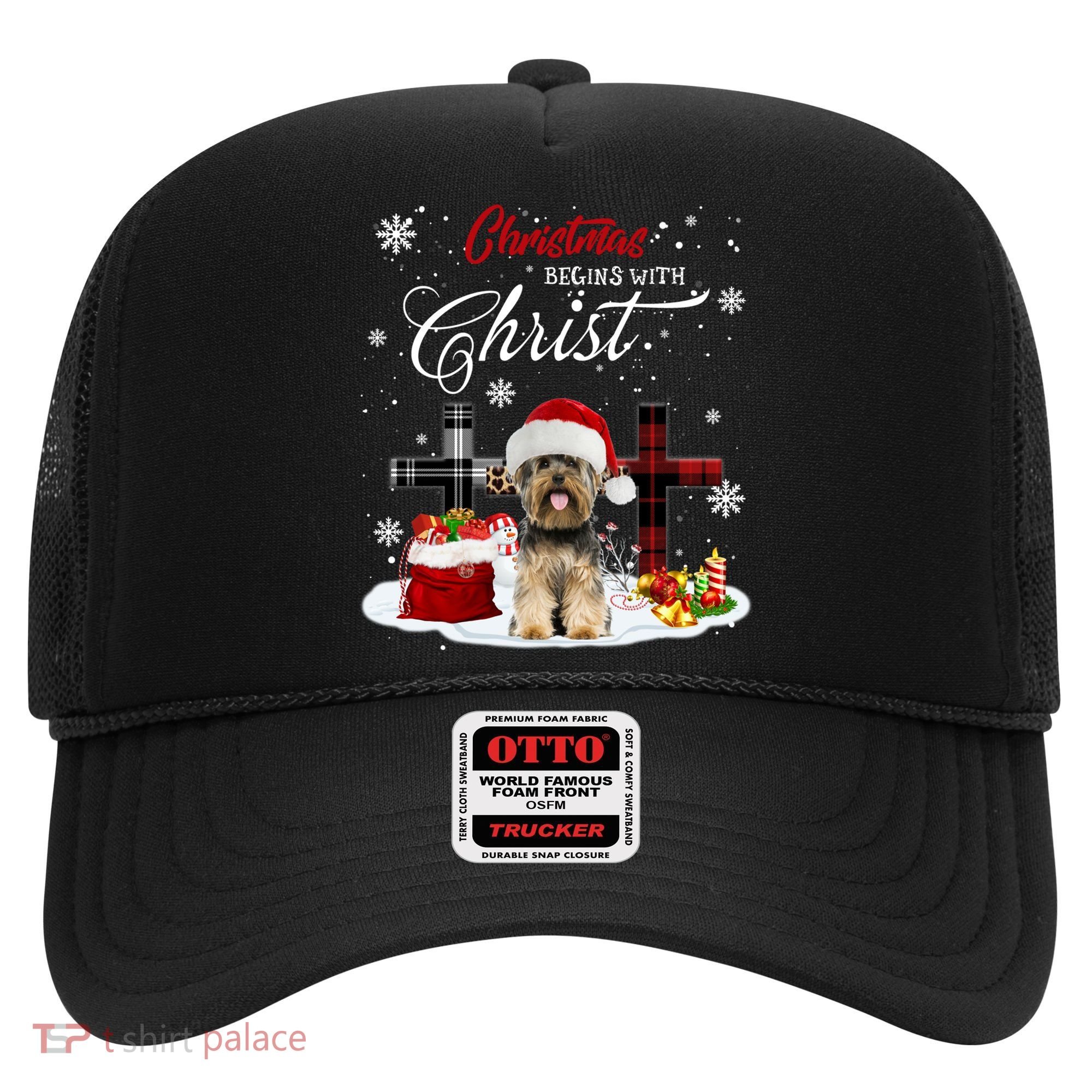 Christmas Begins With Christ Yorkie Christmas Cross Cute Gift Hat