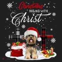 Christmas Begins With Christ Yorkie Christmas Cross Cute Gift Hat thumb 2