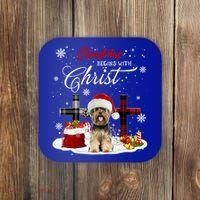 Christmas Begins With Christ Yorkie Christmas Cross Cute Gift Coaster thumb 0