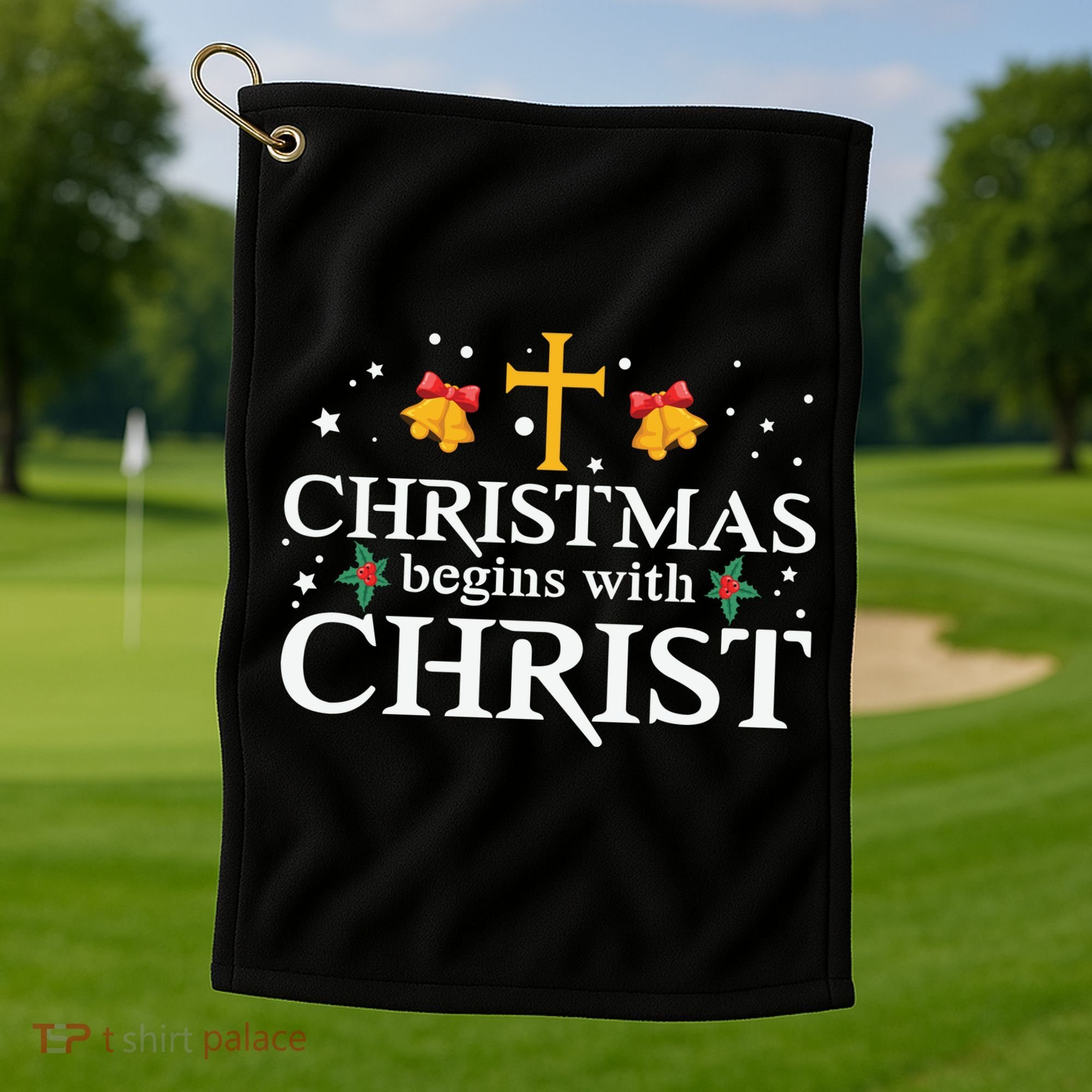 Christmas Begins With Christ Golf Towel