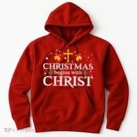 Christmas Begins With Christ Hoodie thumb 0