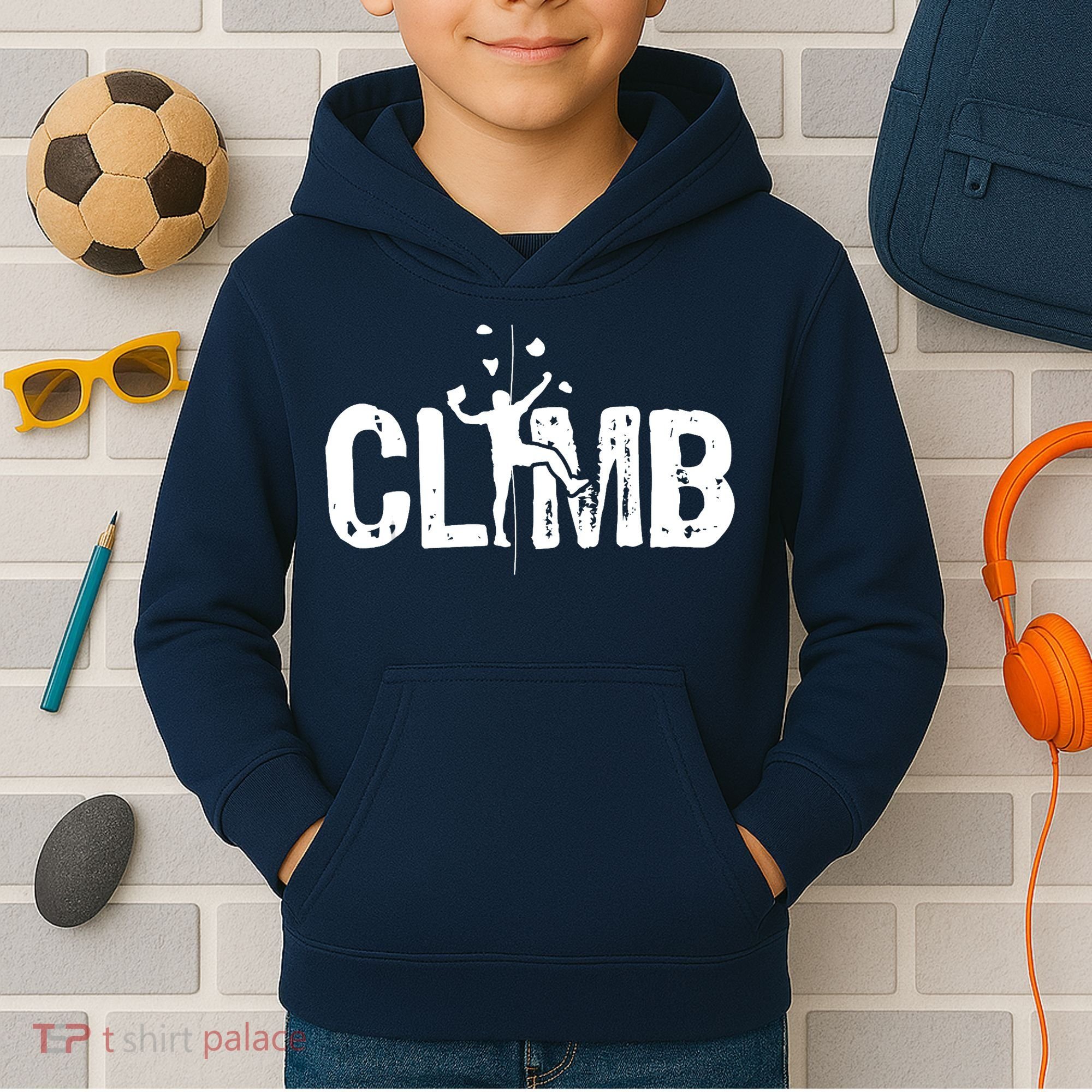 Climb Bouldering Wall Climber Rock Climbing Mountaineer Kids Hoodie