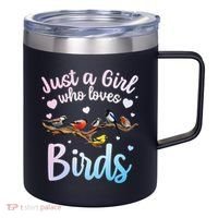 Cool Bird Watcher Art For Women Birding Nerd Birder 12oz Stainless Steel Coffee Mug thumb 0
