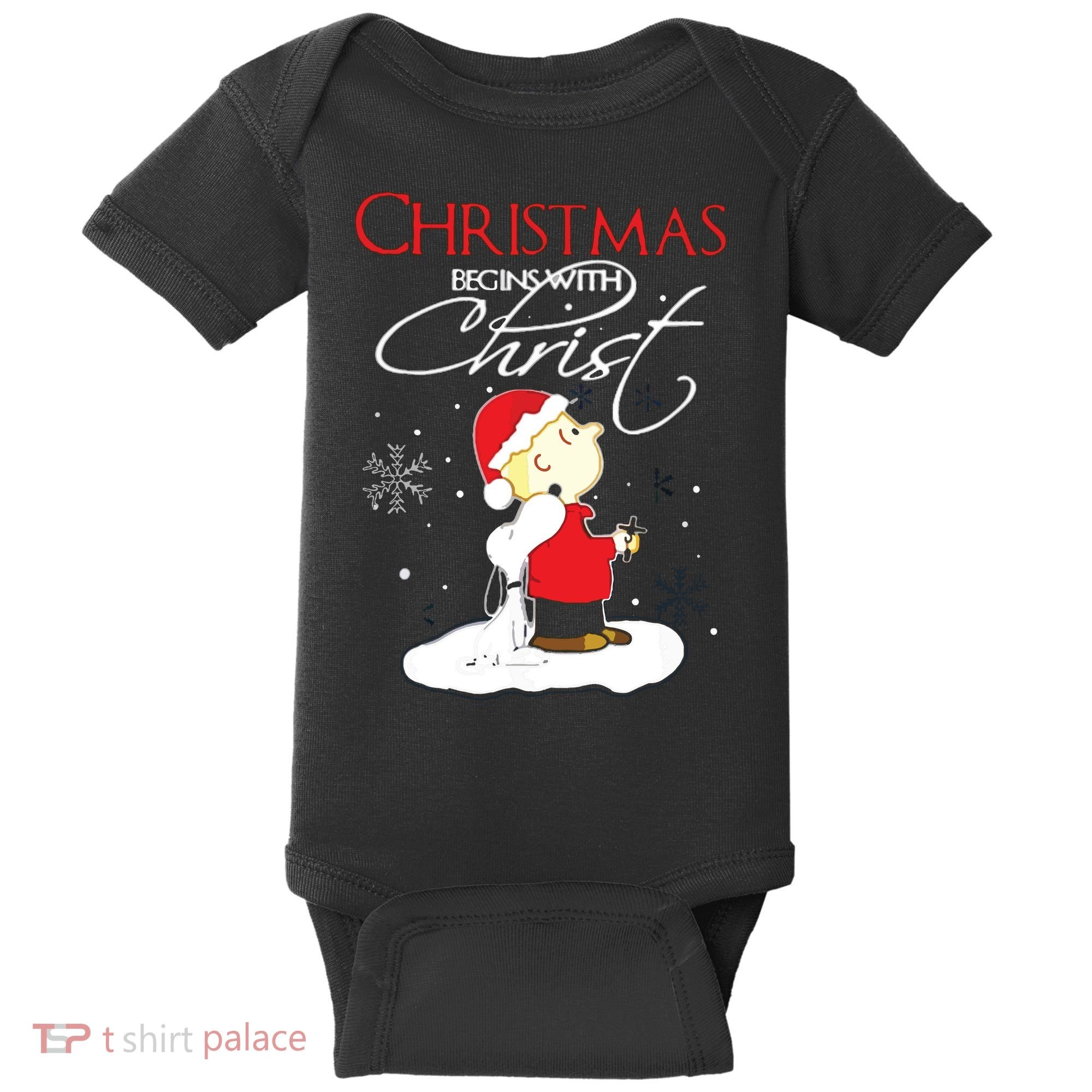 Christmas Begins With Christ Xmas Gift Holiday Costume Baby Bodysuit