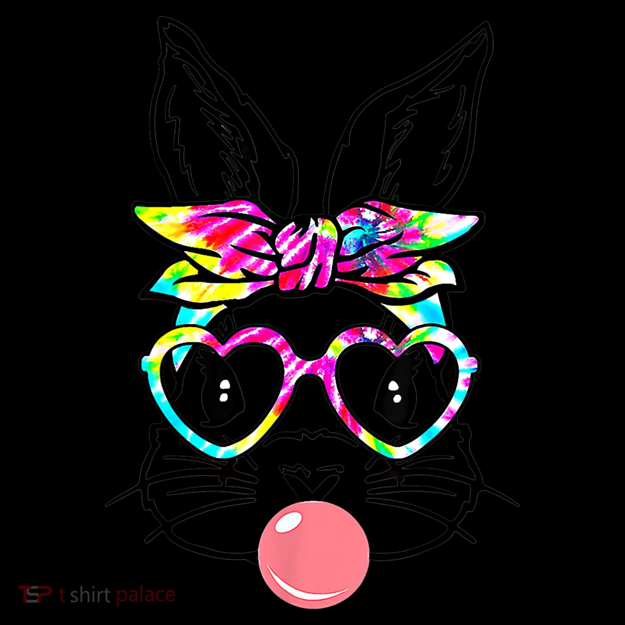 Cute Bunny With Bandana Heart Glasses Bubblegum Easter Day Gift Coffee Mug