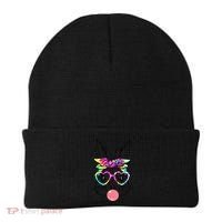 Cute Bunny With Bandana Heart Glasses Bubblegum Easter Day Gift Beanie thumb 0