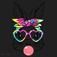 Cute Bunny With Bandana Heart Glasses Bubblegum Easter Day Gift Beanie thumb 2